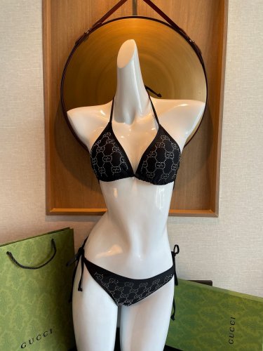 Gucci new diamond bikini swimsuit~letter printed tank top with diamond decoration bra underwear+t