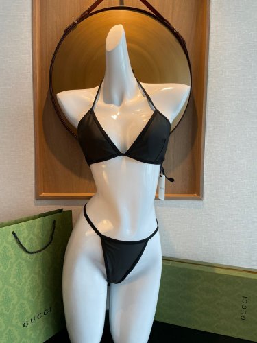 Gucci's new sexy bikini swimsuit~pure black camisole vest chain bra underwear (with breast pads)_662