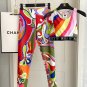 PUCCI new high stretch fitness long yoga suit sports set~small vest Slimming and lifting buttock