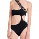 Versac  new Medusa sexy waist hollowed out open waist slanted shoulder one-piece swimsuit
