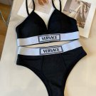 Versac  New Ribbon Bikini Split Swimsuit Set Black and White SML_3