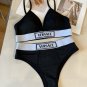 Versac  New Ribbon Bikini Split Swimsuit Set Black and White SML_3
