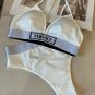 Versac New Ribbon Bikini Split Swimsuit Set Black and White SML_458