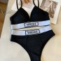 Versac  New Ribbon Bikini Split Swimsuit Set Black and White SML_459