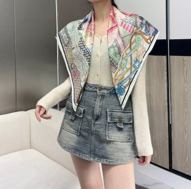 . Silk Scarf Adventure 90cm Square Scarf Hermes~Hand rolled twill silk square scarf_4838