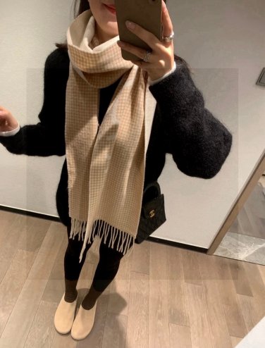 0 creamy cashmere scarf,This scarf is the same as the official websiteUsing 85% woo_3535