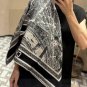 0 Dior  Paris Map Gold Size 110  110Double sided same color velvet handkerchiefS_213