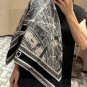 0 Dior  Paris Map Gold Size 110  110Double sided same color velvet handkerchiefS_3490