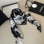 0 Original Small Fragrance 90cm Silk Square Towel, Camellia. Top grade twill silk mater