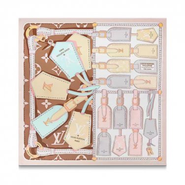 0Lv original single silk square scarf [luggage tag printed square scarf] made of twil