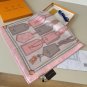 0Lv original single silk square scarf [luggage tag printed square scarf] made of twil