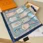 0Lv original single silk square scarf [luggage tag printed square scarf] made of twil_1277