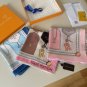 0Lv original single silk square scarf [luggage tag printed square scarf] made of twil_4204