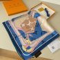 0Lv original single silk square scarf [luggage tag printed square scarf] made of twil_4206