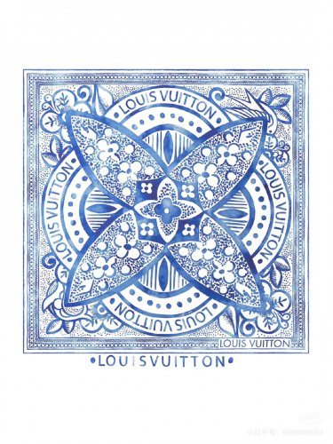 0Lv original single square scarf, Lv watercolor floral square scarf, made of twill si_4714