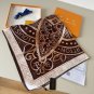 0Lv original single square scarf, Lv watercolor floral square scarf, made of twill si_7091