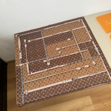 0Original Lv square scarf, classic Monogram print, 4 colors in stock. Hand rolled edg_5718