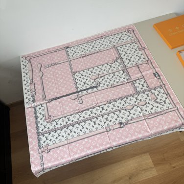 0Original Lv square scarf, classic Monogram print, 4 colors in stock. Hand rolled edg_5719