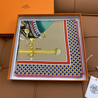 5 HERMES. 25s Exclusive Store New Silk Square TowelOriginal 18mm twill silk double-si_7298