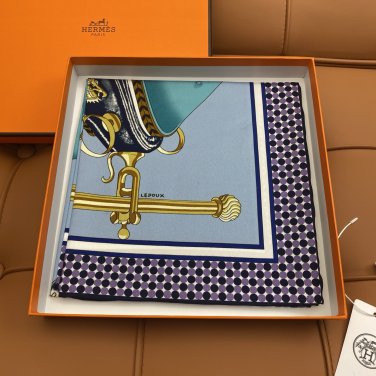 5 HERMES. 25s Exclusive Store New Silk Square TowelOriginal 18mm twill silk double-si_7300