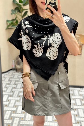 5 New Release     Xiaoxiangshan Camellia Collection BlackSize 140  140cm Velvet_6867