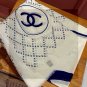 5 New Xiaoxiang [Double C Logo Grid Square Scarf 140] Bearded Cashmere Square Scarf Rec