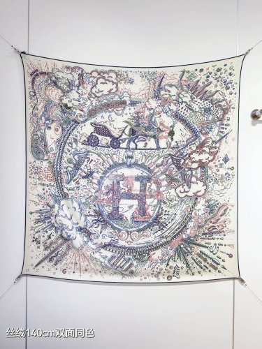 5 RHMS2554Double sided same color 140x140cm 70% cashmere 30% silkHermes' '' Connec_573