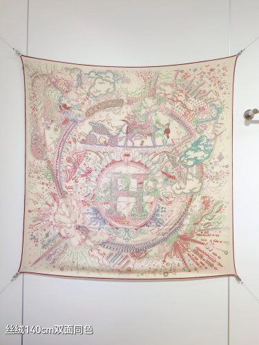 5 RHMS2554Double sided same color 140x140cm 70% cashmere 30% silkHermes' '' Connec_575