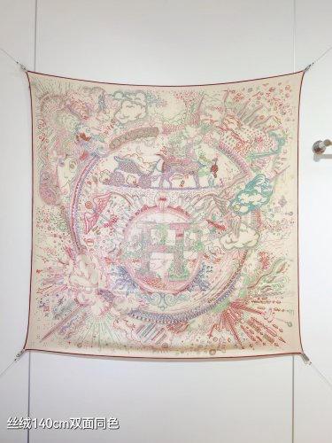 5 RHMS2554Double sided same color 140x140cm 70% cashmere 30% silkHermes' '' Connec_3582