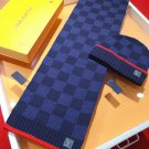 5 RLV1955 [Premium Set] LV Super Hard Goods Thick checkered cashmere scarf+hat super