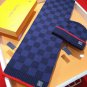 5 RLV1955 [Premium Set] LV Super Hard Goods Thick checkered cashmere scarf+hat super