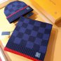 5 RLV1955 [Premium Set] LV Super Hard Goods Thick checkered cashmere scarf+hat super