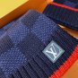 5 RLV1955 [Premium Set] LV Super Hard Goods Thick checkered cashmere scarf+hat super