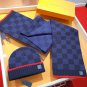 5 RLV1955 [Premium Set] LV Super Hard Goods Thick checkered cashmere scarf+hat super