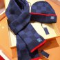 5 RLV1955 [Premium Set] LV Super Hard Goods Thick checkered cashmere scarf+hat super