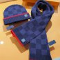 5 RLV1955 [Premium Set] LV Super Hard Goods Thick checkered cashmere scarf+hat super