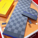 5 RLV1955 [Premium Set] LV Super Hard Goods Thick checkered cashmere scarf+hat super_5555