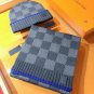 5 RLV1955 [Premium Set] LV Super Hard Goods Thick checkered cashmere scarf+hat super_5555