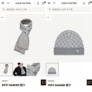 5 RLV2105 [Original Gift Box Set] Classic LV Checkered Wool Scarf+Hat This soft wool