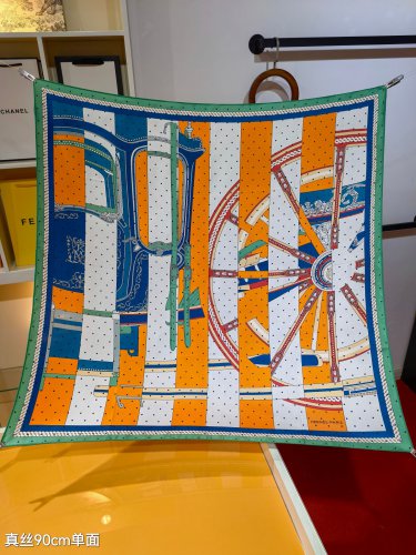 5 SHMS2493 Original Hermes 90cm Silk Square Towel Adopting the cutting-edge craftsmans_2632