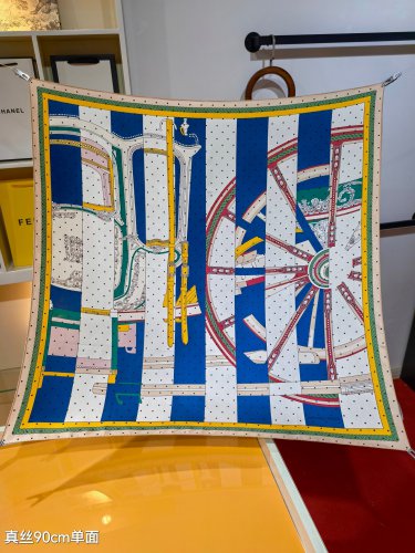 5 SHMS2493 Original Hermes 90cm Silk Square Towel Adopting the cutting-edge craftsmans_5106
