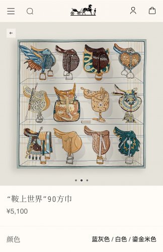5 SHMS250118mm double-sided 90x90cm diagonal silkHermes' World on a Saddle_5099