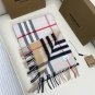5. plaid color blocked scarf camel color block whiteSize 168x30cm 100% Lana cashme
