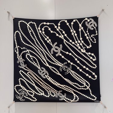 5220        New Pearl Necklace in BlackSize 90x90cm 100% real silkPearl elements
