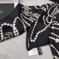 5220        New Pearl Necklace in BlackSize 90x90cm 100% real silkPearl elements