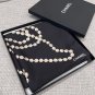 5220        New Pearl Necklace in BlackSize 90x90cm 100% real silkPearl elements