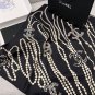 5220        New Pearl Necklace in BlackSize 90x90cm 100% real silkPearl elements