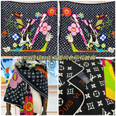 5270LV x TM SUPERFLAT 140 Silk Wool Shawl140 top-level silk and wool double-sided sam_7051