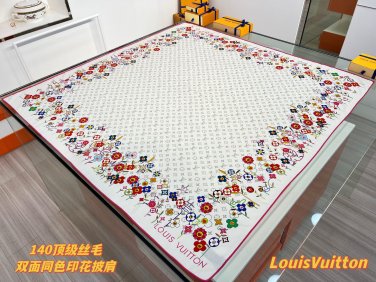 5270LV x TM SUPERFLAT FLOORS 140 shawlTop 140 silk and wool double-sided same color p_6153