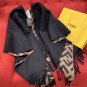 ce &iuml;&iquest;&yen; 595FENDL double-sided wool cashmere blend cloak in blackcoffee colorSize 14